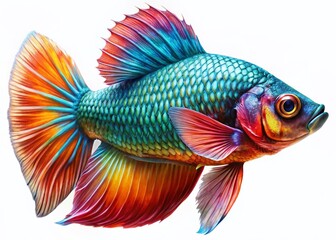 Fototapeta premium Close-up of Single Fish, Isolated, Detailed Scales and Fins - Stock Photo