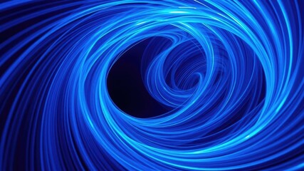 Vortex of iridescent blue lines twists and turns in a mesmerizing dance, cosmic spiral, swirling shapes, whirlpool effect