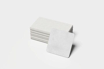 Square coaster mockup and Business card mockup for your design template. Blank empty credit card mockup.