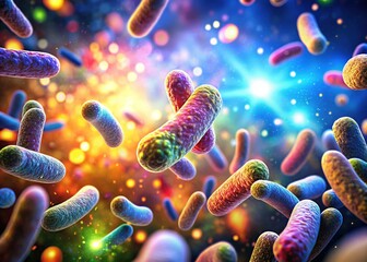 Fototapeta premium Floating probiotics, a healthy gut's secret.