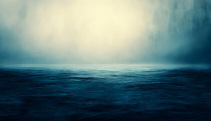 Serene misty ocean scene at dawn; tranquil water; moody, atmospheric background ideal for websites, presentations, or artistic projects.