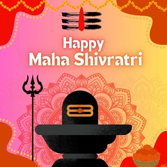 Happy Mahashivratri Festival Greetings Post Design! Elegant Colorful Design! 
