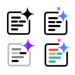 generate code script generator with AI artificial intelligence icon symbol of generative content creation icon outline and gradient set collection
