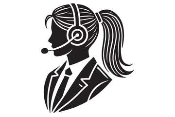 call center agent in profile view silhouette logo