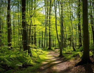 Obraz premium 森 木 自然 林 光