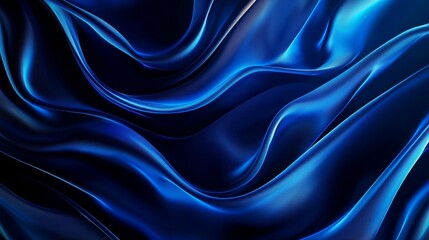 Fototapeta premium A close-up of luxurious blue satin fabric with elegant, flowing folds, showcasing a rich texture and deep color.