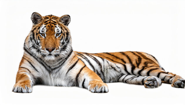 tiger mendacity down isolated on white generative ai