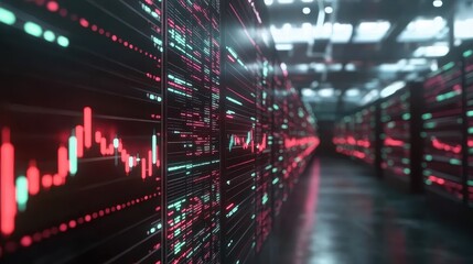 Obraz premium International markets, stock exchange connections, high-tech financial landscape, 3D illustration.