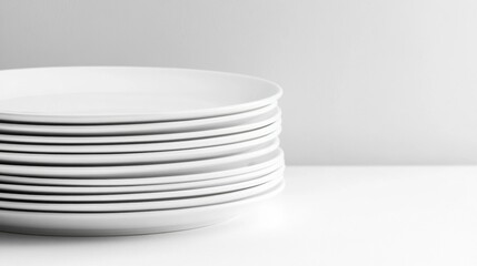 Obraz premium Stack of White Plates on White Surface