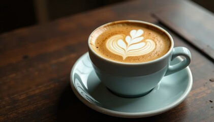 Fototapeta premium A cup of coffee with a small splash of creamy milk foam, cream, milk