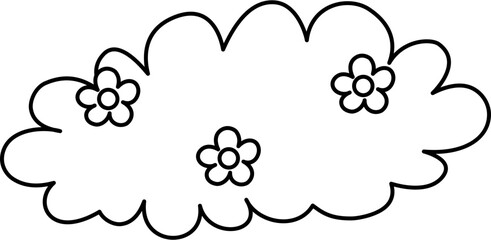 Cute Bush With Flower Outline Coloring