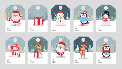 Fashionable and simple Christmas card set with design gift tags