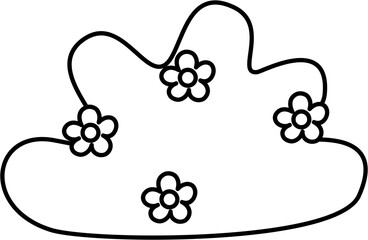 Cute Bush With Flower Outline Coloring