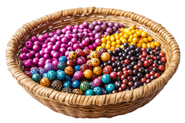 basket with colorful beads