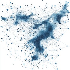 Fototapeta premium Abstract Representation of Connectivity and Data Flow in Blue Tones Across a Network Structure