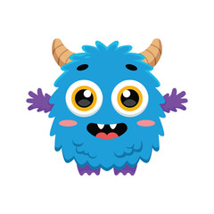Cute Happy Blue Monster Character Illustration