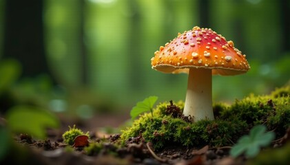 Lactarius deliciosus growing in a forest clearing, , fungi growth, forest clearing