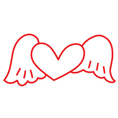 Hand drawn doodle line elements different red cute hearts