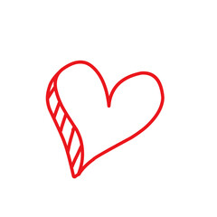 Hand drawn doodle line elements different red cute hearts