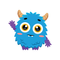 Cute Monster Waving Vector Illustration
