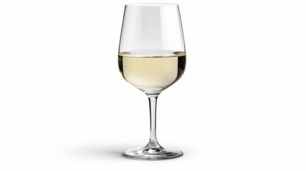 Glass of White Wine on White Background