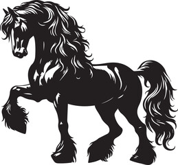 Friesian horse silhouette vector black on white background beautiful horse vector designs.