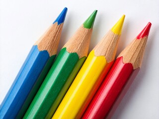 Fototapeta premium Colorful Pencils Arranged on White Background - Studio Shot
