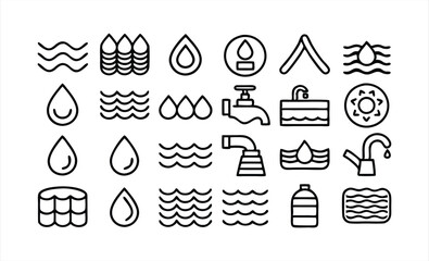 Fototapeta premium set of outline icons related to water linear i 