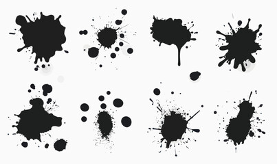 Abstract Black Ink Splashes and Blots Vector Set for Minimalist Artistic Design Concepts