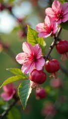 Star gooseberry tree in full bloom during spring, flowers, blossom, bloom