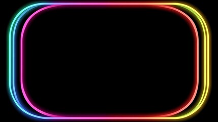Fototapeta premium Rainbow neon frame, dark background, design element