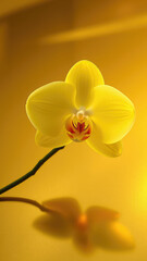 Obraz premium Stunning yellow orchid and pearls arrangement on shiny golden surface, artistic, exclusive, stylish detail, decorative