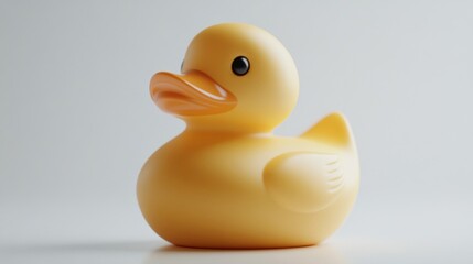 Yellow Rubber Duck on White Background