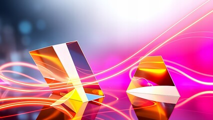 Prism Light Refraction: Futuristic Abstract Art with Neon Glow

