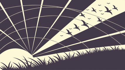 Obraz premium Futuristic Concept of Bird Migration with Glowing Trails
