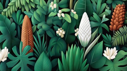 Obraz premium Vibrant foliage with diverse plant life.