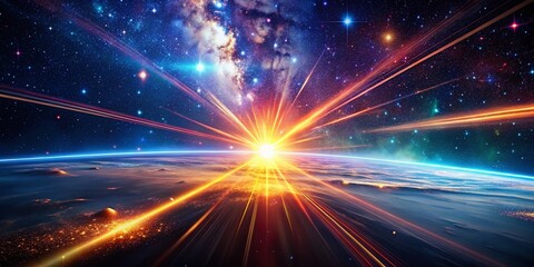 Obraz premium Cosmic Light Streaks: Celestial Trails Across the Galaxy