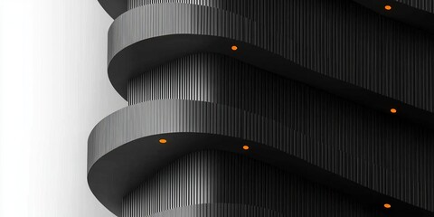 A black and white photo of a building with a lot of lines , isolated on white background,  , copy space for text,