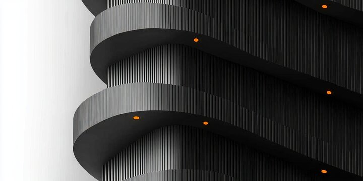 Fototapeta A black and white photo of a building with a lot of lines , isolated on white background,  , copy space for text,