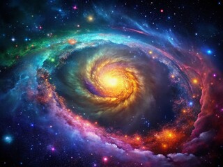 Obraz premium Cosmic Watercolor Nebula: Night Sky Painting, Vibrant Galaxy, Celestial Art, Starry Night, Deep Space