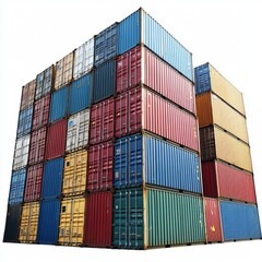 Colorful Stacked Shipping Containers in a Modern Cargo Yard for Industrial and Logistics Backgrounds
