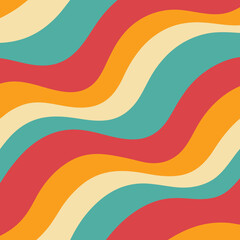 Groovy 70s Wavy Stripes Pattern in Vibrant Colors