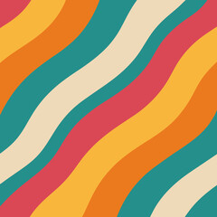 Groovy 70s Wavy Stripes Pattern in Vibrant Colors