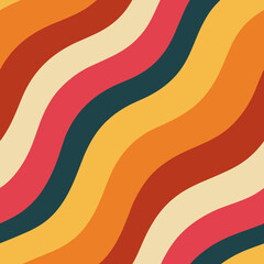 Groovy 70s Wavy Stripes Pattern in Vibrant Colors