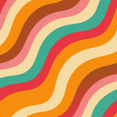 Groovy 70s Wavy Stripes Pattern in Vibrant Colors