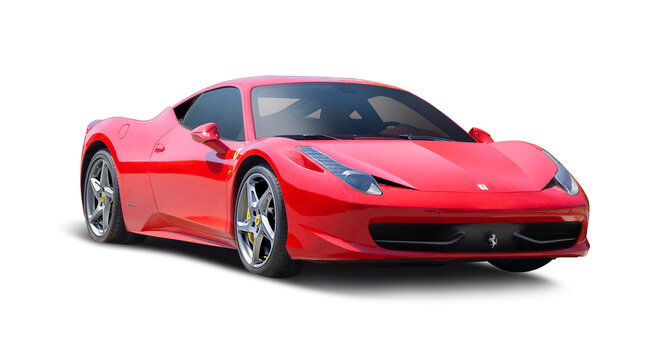 Ferrari 458 supercar isolated on white background