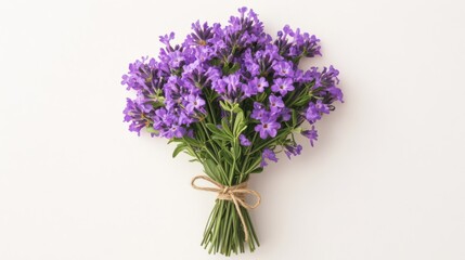 Obraz premium Purple Lavender Flower Bouquet on White Background