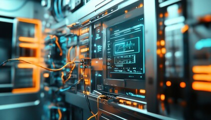 Futuristic Tech Server Room: Digital Data Center