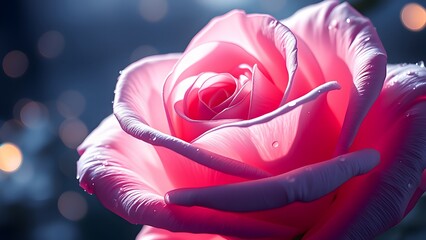 Elegant Pink Rose Macro: Delicate Petals with Dewdrops

