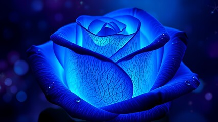 Glowing Blue Rose: A Mystical and Luminous Floral Beauty

